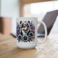 Corgi in Flowers 15oz Mug - Lifestyle