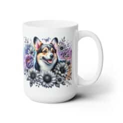 Corgi in Flowers 15oz Mug - Right