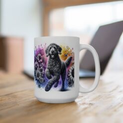 Curly-Coated Retriever in Flowers 15oz Mug - Lifestyle