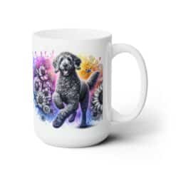 Curly-Coated Retriever in Flowers 15oz Mug - Right