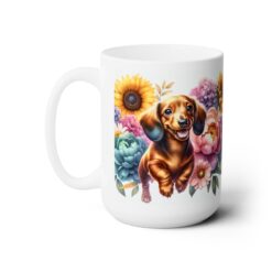 Dachshund in Flowers 15oz Mug - Left