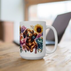 Dachshund in Flowers 15oz Mug - Lifestyle