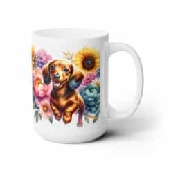 Dachshund in Flowers 15oz Mug - Right