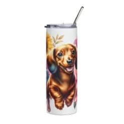 Dachshund in Flowers 20oz Tumbler - Front