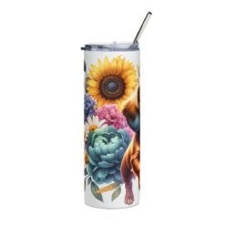 Dachshund in Flowers 20oz Tumbler - Left