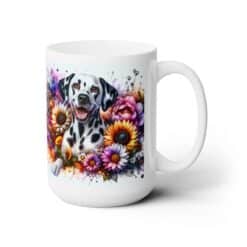 Dalmatian in Flowers 15oz Mug - Right