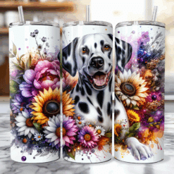 Dalmatian in Flowers 20oz Tumbler - Lifestyle