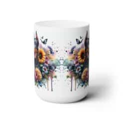 Doberman Pinscher in Flowers 15oz Mug - Front