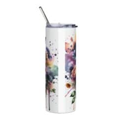 Doberman Pinscher in Flowers 20oz Tumbler - Back
