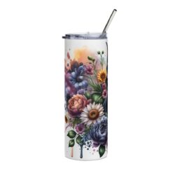 Doberman Pinscher in Flowers 20oz Tumbler - Left