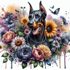 Doberman Pinscher in Flowers 20oz Tumbler - Render