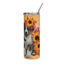 Dog in Fall with Leaves 20oz Tumbler - Front