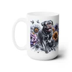 Dogue de Bordeaux in Flowers 15oz Mug - Left