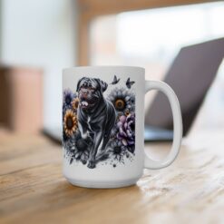 Dogue de Bordeaux in Flowers 15oz Mug - Lifestyle