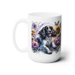 English Springer Spaniel in Flowers 15oz Mug - Left