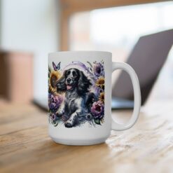 English Springer Spaniel in Flowers 15oz Mug - Lifestyle