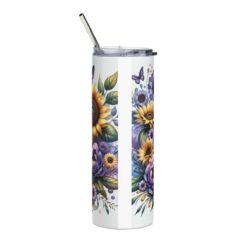 English Springer Spaniel in Flowers 20oz Tumbler - Back