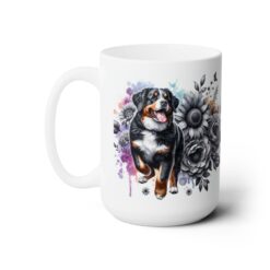 Entlebucher Mountain Dog in Flowers 15oz Mug - Left