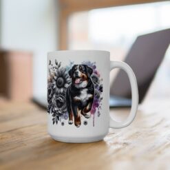 Entlebucher Mountain Dog in Flowers 15oz Mug - Lifestyle