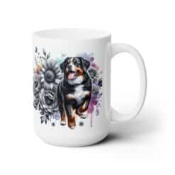 Entlebucher Mountain Dog in Flowers 15oz Mug - Right