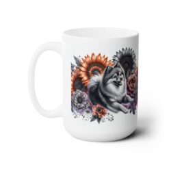 Finnish Spitz in Flowers 15oz Mug - Left