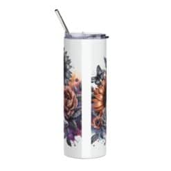 Finnish Spitz in Flowers 20oz Tumbler - Back