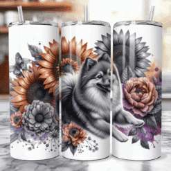 Finnish Spitz in Flowers 20oz Tumbler - Lifestyle