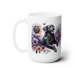 Flat-Coated Retriever in Flowers 15oz Mug - Left