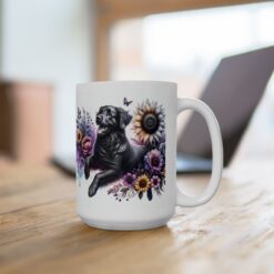 Flat-Coated Retriever in Flowers 15oz Mug - Lifestyle