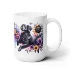 Flat-Coated Retriever in Flowers 15oz Mug - Right