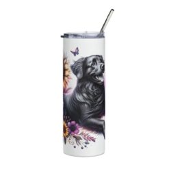 Flat-Coated Retriever in Flowers 20oz Tumbler - Front