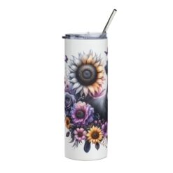 Flat-Coated Retriever in Flowers 20oz Tumbler - Left