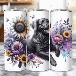 Flat-Coated Retriever in Flowers 20oz Tumbler - Lifestyle