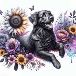 Flat-Coated Retriever in Flowers 20oz Tumbler - Render