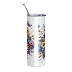 French Bulldog in Flowers 20oz Tumbler - Back