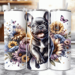 French Bulldog in Flowers 20oz Tumbler - Lifestyle