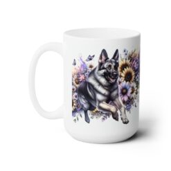 German Shepherd in Flowers 15oz Mug - Left