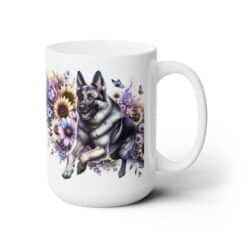German Shepherd in Flowers 15oz Mug - Right