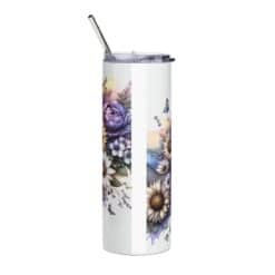 German Shepherd in Flowers 20oz Tumbler - Back