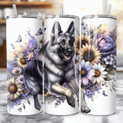 German Shepherd in Flowers 20oz Tumbler - Lifestyle
