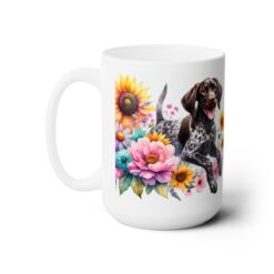 German Shorthaired Pointer in Flowers 15oz Mug - Left