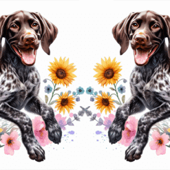 German Shorthaired Pointer in Flowers 15oz Mug - Render