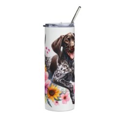 German Shorthaired Pointer in Flowers 20oz Tumbler - Front