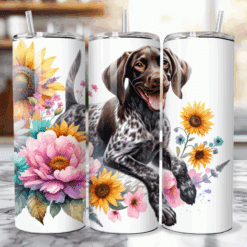 German Shorthaired Pointer in Flowers 20oz Tumbler - Lifestyle