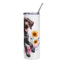 German Shorthaired Pointer in Flowers 20oz Tumbler - Right