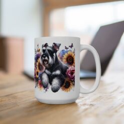 Giant Schnauzer in Flowers 15oz Mug - Lifestyle