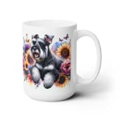 Giant Schnauzer in Flowers 15oz Mug - Right