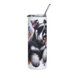 Giant Schnauzer in Flowers 20oz Tumbler - Front
