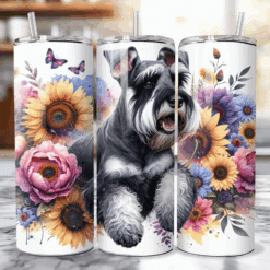 Giant Schnauzer in Flowers 20oz Tumbler - Lifestyle