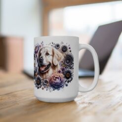 Golden Retriever in Flowers 15oz Mug - Lifestyle